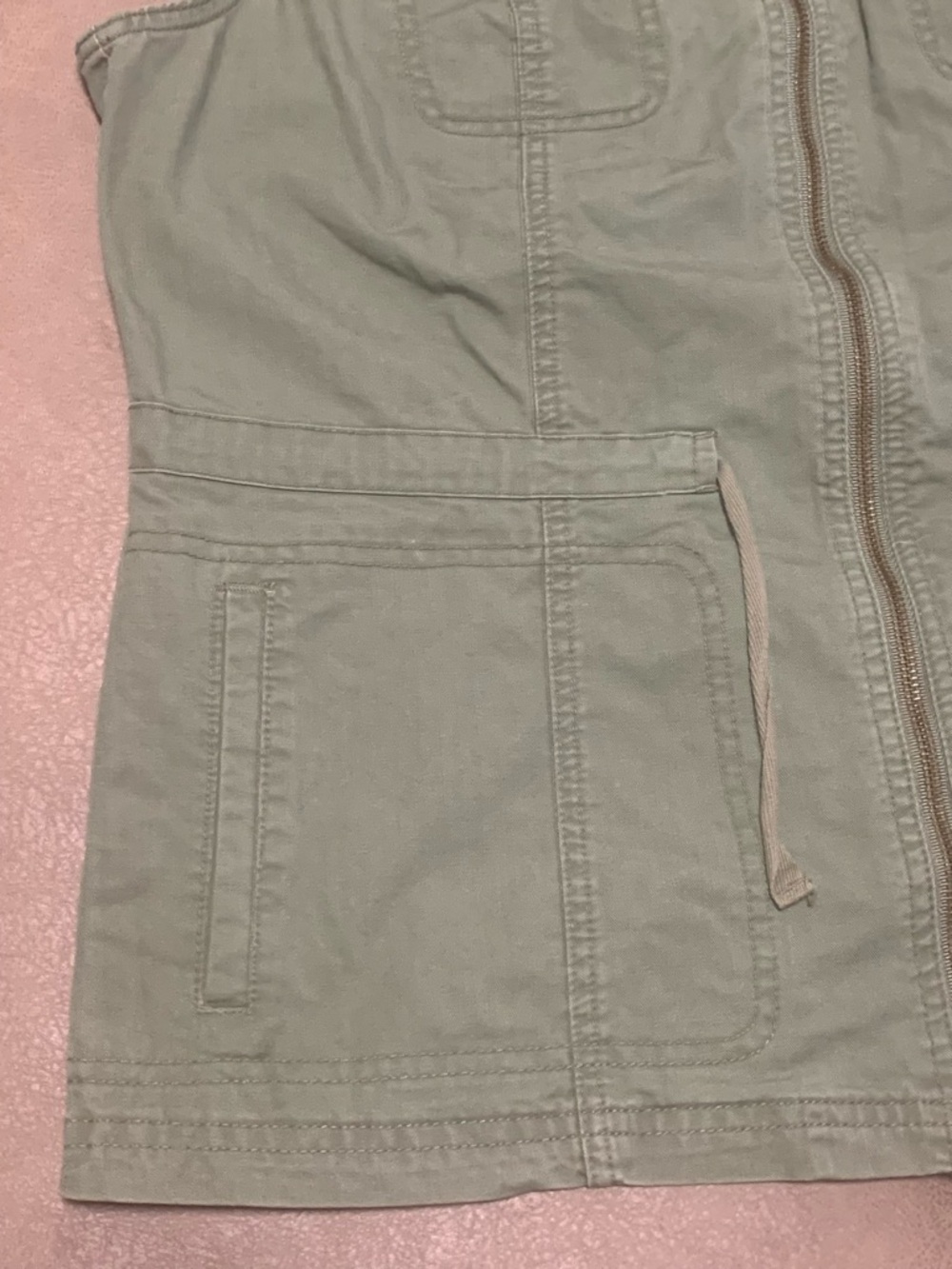 Merona Womens Washed Wear Olive Cotton Canvas Utility Zip Vest Jacket Size Large - Picture 2 of 8